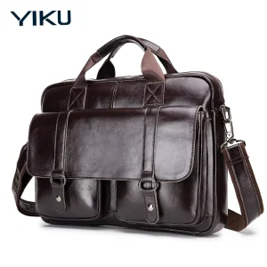Men 15 Inch Leather Laptop Bag Business Office Briefcase Leather Messenger Bag Leather Briefcase for Men