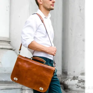 Men Briefcase Hard Calf Leather Sublimation Laptop Bags Men Business Leather Laptop Briefcase
