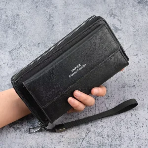 Men Business Clutch Bag Large Capacity Waterproof Zipper Multi card Wallet Long Casual Trendy Handbag