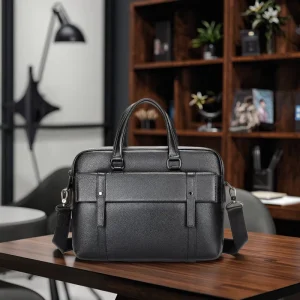 Men Business Executive Document Handbag 13.3 Inch Laptop Bag Genuine Leather Messenger Bag Briefcase