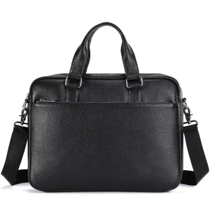 Men Business Office Document Bag Leather Handbag Leather Messenger Bag Men’s Laptop Briefcase Genuine Leather Briefcase