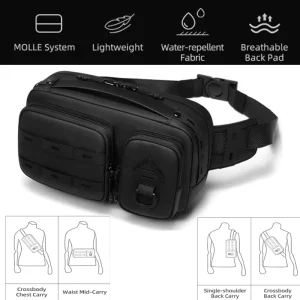 Men Casual Multifunctional Crossbody Waist Pack Water Repellent Breathable Lightweight Chest Shoulder Bag Accept Custom Logo