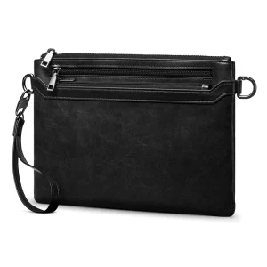 Men Convertible Wrist Clutch Bag Travel Storage Bag Men’s Portfolio Case Organizer RFID Wallet