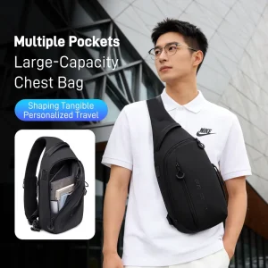 Men Crossbody Bag Fashion Chest Bag Lightweight Waist Bag Street Functional Fanny Pack Sports Sling Bag for Daily Outdoor