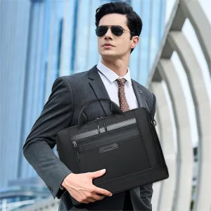 Men Durable Business Laptop Bag Commuting Waterproof Computer Case Handheld Soft Sleeve 15 Inch With Multi-layer
