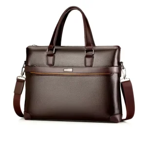 Men Fashion Business Briefcases PU Leather Lightweight Classic Casual Waterproof Large Capacity Handbags