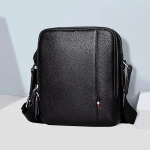 Men Fashion Lightweight Cowhide Leather Crossbody Shoulder Bag High Quality Business Messenger Bag for Business Trip