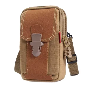 Men Fashionable Belt Pouch Mobile Phone Bag Universal Canvas Zipper Closure Lightweight Waterproof Waist Bag Wallet