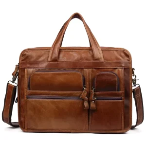 Men Genuine Leather Briefcase Tote Bags Crossbody Shoulder Handbag Bag