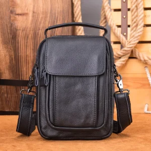 Men Genuine Leather Messenger Shoulder Bag Small Handbag Male Crossbody Satchel Sling Bag Leather Shoulder Bags for Men