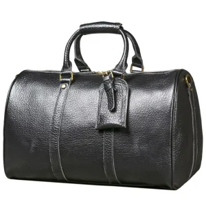 Men Genuine Leather Travel Duffle Bag Large Capacity Hand Carry Shoulder Crossbody Bag for Business Trip Gym