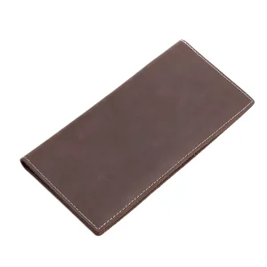 Men Genuine Leather Vintage Open Closure Waterproof RFID Blocking Long Passport Card Holder Travel Large Capacity Clutch Bag