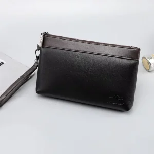 Men Large Capacity Handbag for Phone Pu Leather Luxury Famous Brand Pouch Men’s Wallet Purse Custom Logo Clutch Bag Retro