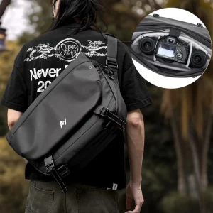 Men Large Water Resistant PVC Leather Camera Bags Outdoor Crossbody Sport Compact Durable