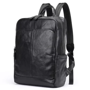 Men Leather Backpacks Large Capacity Business Travel Backpack 15.6 Inch Laptop Bag Luxury Men Genuine Leather Backpack