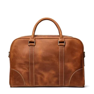 Men Leather Briefcase & Crossbody Bag with Single Shoulder Strap Large Capacity Cowhide Computer Bag