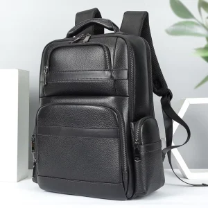 Men Leather Business Travel Backpack Multifunction Knapsack 16 Inch Laptop Backpack Genuine Leather Men’s Backpack