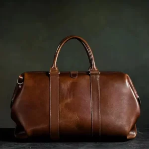 Men Leather Travel Weekend Bag Vintage Duffel Bag Fits Airline Carry on