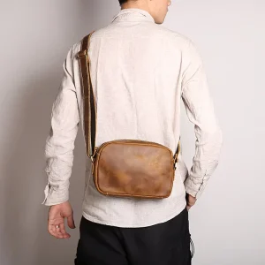 Men Messenger Bag Vintage Genuine Leather Briefcase Large Satchel Shoulder Bag