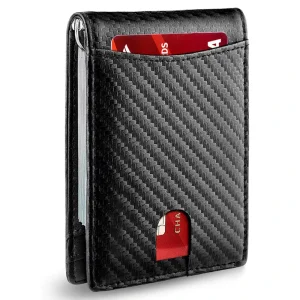 Men Money Clip Wallet Leather Custom Wallets Business Minimalist Bifold RF Carbon Fiber Mens Wallet Card Holder