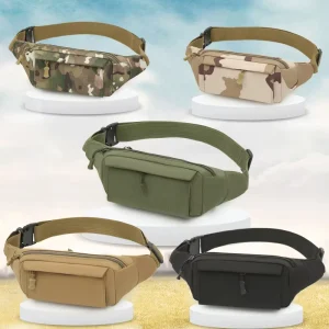 Men Multi functional Canvas Waist Bag Outdoor Sports Hiking Traveling Chest Belt Bag Single Shoulder Crossbody Bag