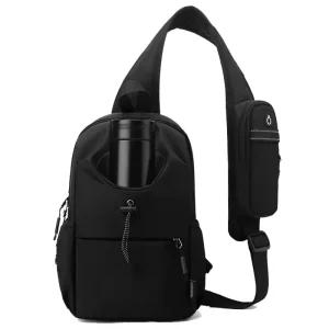 Men Outdoor Casual Sling Bag Multi functional Male Chest Bag With Bottle Pocket Portable Waterproof Crossbody Bag