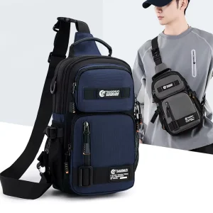 Men Outdoor Waterproof Chest Bag Lightweight Nylon Sports Sling Pack Hiking Biking Crossbody Bag