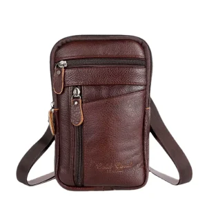 Men Shoulder Bag Leather Messenger Crossbody Sling Waist Chest Travel Duffle Gym Laptop Office Sports Small