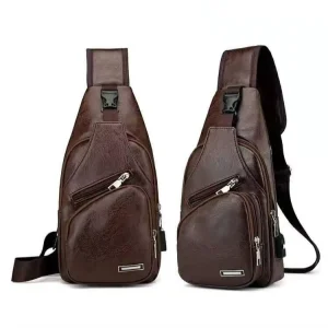Men Shoulder Bags USB Charging Crossbody Anti Theft Chest Bag Leather Travel Backpack Sports Shoulder Messenger Bags