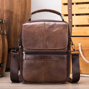 Men Side Bag Flap Small Shoulder Sling Crossbody Bag Genuine Leather Top handle Handbag Messenger Bag for Men