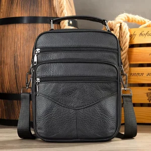 Men Top Handle Leather Crossbody Bag Genuine Leather Side Shoulder Bag Men Leather Messenger Bag for Men