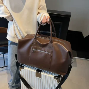 Men Travel Weekender Overnight Duffel Bag Large PU Leather Travelling Bags Women Fashion PU Leather Travel Duffle Bag