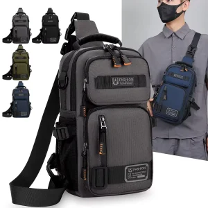Men Trending Shoulder Bag Waterproof Chest Motorcycle Bike Sling Bag With Lock Custom Logo USB Anti Theft Crossbody Bag