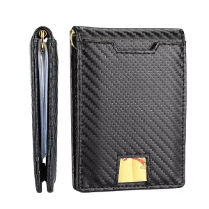 Men Wallet Front Pocket Carbon Fiber Slim RFID Blocking Wallet Mens Rfid Wallet