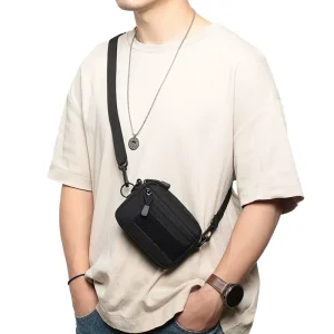 Men Workwear Black Crossbody Bag Male Mobile Phone Bag Street Trend Couple Casual Shoulder Crossbody Bag