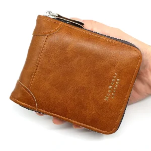 MenBense’s Men’s Short Wallet Fashion Casual Large Capacity Multi slot Vintage Zipper Waterproof Letter Pattern