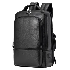 Men’s 100% Genuine Leather Backpack Laptop Bag School Bag Daypacks Casual Travel Bag 15.6inch Laptop Backpack
