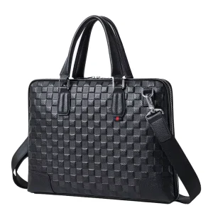 Men’s 100% Genuine Leather Vintage Classic Soft Work Bag High Quality Thin Black Handbag Retro Style Business Use
