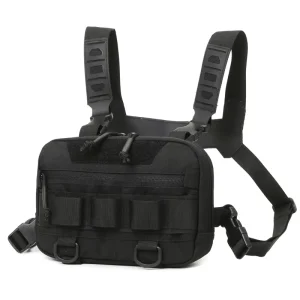 Men’s 10L Oxford Cloth Tactical Inspired Sports Chest Bag EDC Pouch Built-In Phone Holder IPX-6 Waterproof for Workouts Running