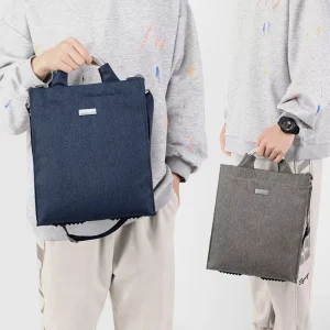 Men’s 14 Inch Nylon Laptop Briefcase with Aluminum Handle Crossbody Shoulder Bag for Business Work Gift