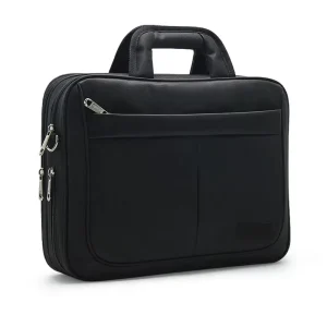 Men’s 15 Inch Water Resistant Polyester Travel Briefcase with Organizer PU Sleeve Business Messenger Briefcase