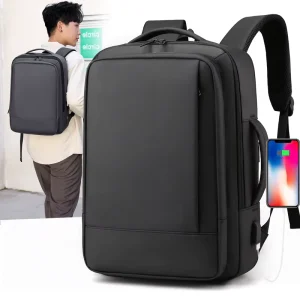 Men’s 15.6 Inch PU Laptop Backpack Fashionable Commute Work Zipper Closure Stylish Computer Backpack