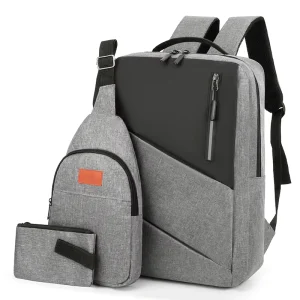 Men’s 3 1 Book Bag Backpack Set Durable Fashion Knapsack Zipper Waterproof Laptop Backpack Anti theft Polyester Unisex Business