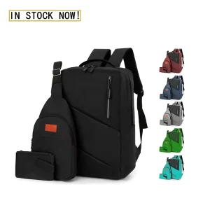 Men’s 3 in 1 Book Bag Backpack Set Durable Fashion Waterproof Anti Theft Unisex Business Laptop Backpack