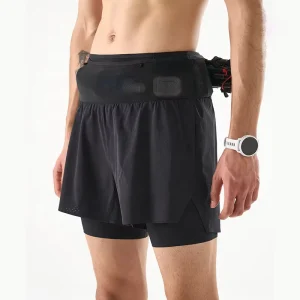 Mens 3 in 1 Quick Dry Four Way Stretch Trail Running Shorts with Power Waistband Storage Inner Liner Custom Logo