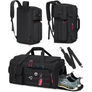 Men’s 45L Gym Workout Backpack Sports Travel Duffel Bag with Shoe & Laptop Compartment Weekender Carry Gym Bag