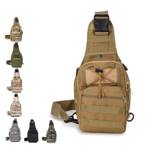Men’s 600D Oxford Printed Logo PU Leather Adjustable Tactical Camouflage Outdoor Waterproof Shoulder Sling Bag Chest Pack for