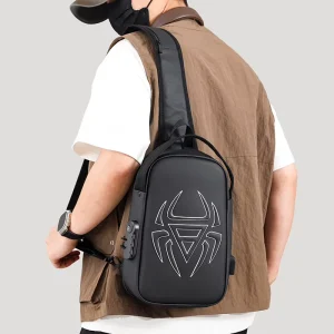 Men’s All Seasons Chest Bag Fashion Waterproof Anti-Theft Travel Casual Single Shoulder Crossbody Zipper Closure Lightweight