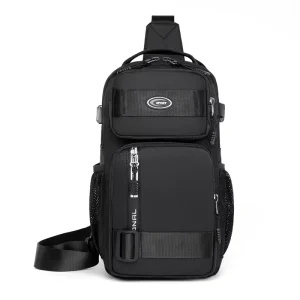 Men’s Anti-Theft Chest Pack Waterproof Oxford Crossbody Bag With Usb Port