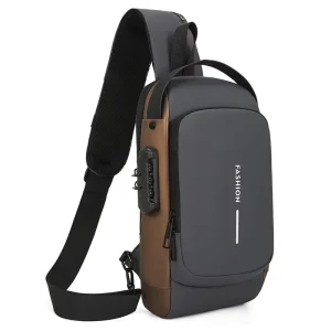 Men’s Anti-Theft Crossbody Messenger Bag Password Lock Design for Motorcycling Sports Fashion Shoulder Bag